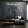 Custom Name,Chicago Blackhawks Wall tapestry, aesthetic printed fabric blanket, suitable for bedroom, living room, and home decor.