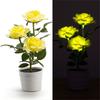Solar Powered LED Artificial Rose Flower Pot with Realistic Leaves and Stems Outdoor Decorative Garden Light for Patio Yard Pathway