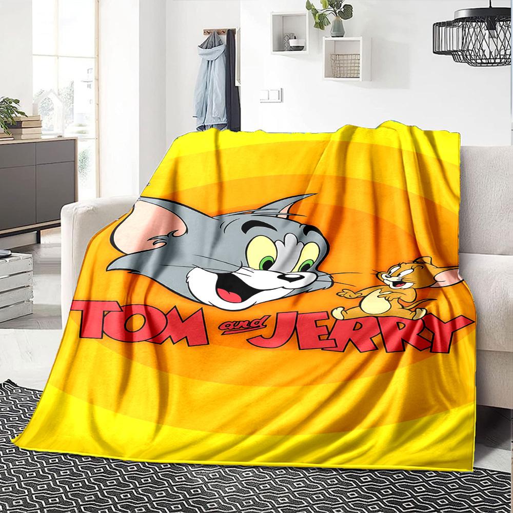 1pc Tom Jerry Flannel Blanket Soft Warm Throw for Home, Office, Travel, All-Season Cozy Bedding GiftL1099
