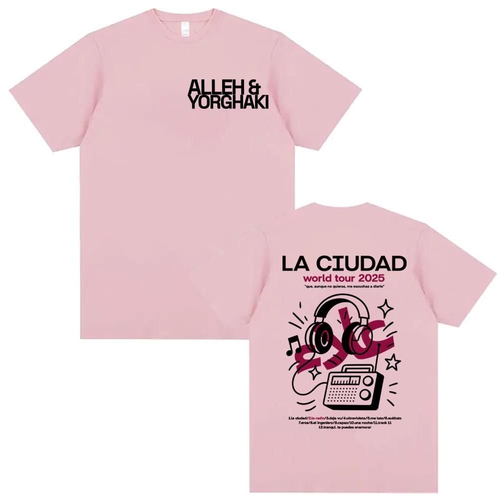 Alleh Yorghaki La Ciudad Worid Tour 2025 Merch Tshirt Unisex Women Vintage Classic T Shirt Oversized Loose Short Sleeve Tshirts