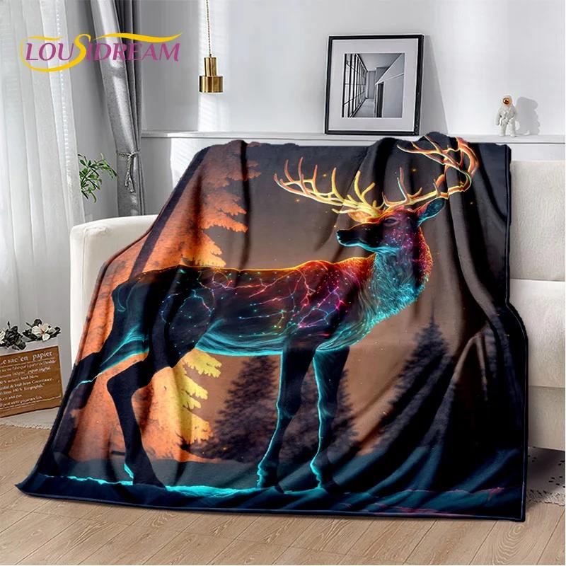 3D Dream Forest Christmas Elk Sika Deer Soft Plush Blanket,Flannel Blanket Throw Blanket for Living Room Bedroom Bed Sofa Cover