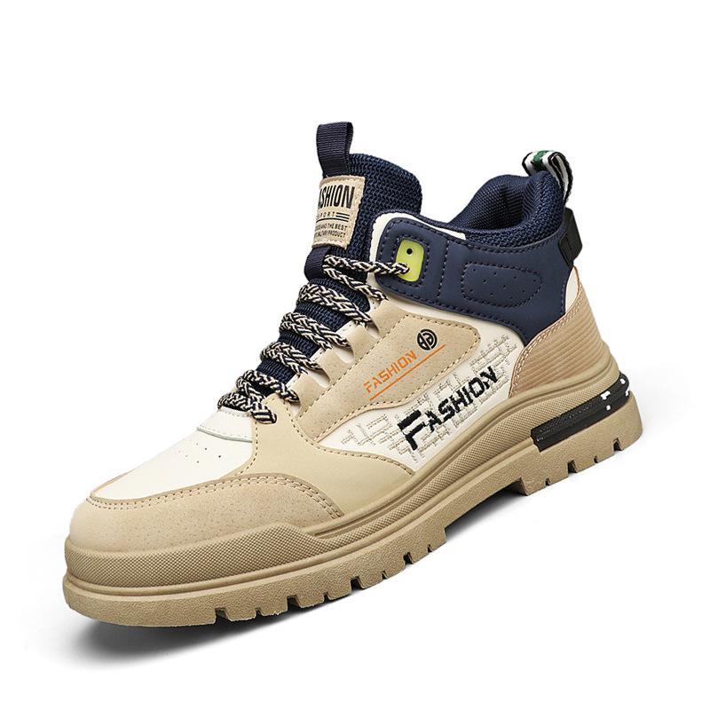 High-top tooling shoes men's Martin shoes autumn and winter men's shoes leather surface casual sports trendy shoes men