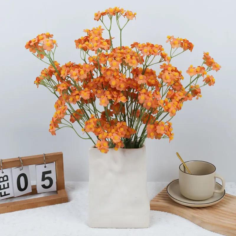 Wedding Decor Artificial Flowers Silk Small Daisy Plant Auditorium Decoration Fake Flower Simulation Yellow Chamomile Branches