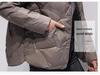 2024 Women's Winter Stand-Up Collar Plaid Down Jacket – Short, Stylish, Solid Color White Duck Down Outerwear