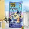 Bluey Customizable Name Beach Towel Super Soft Microfiber Quickdry Fabric Suitable for Swimming Gym Camping Yoga Vacation