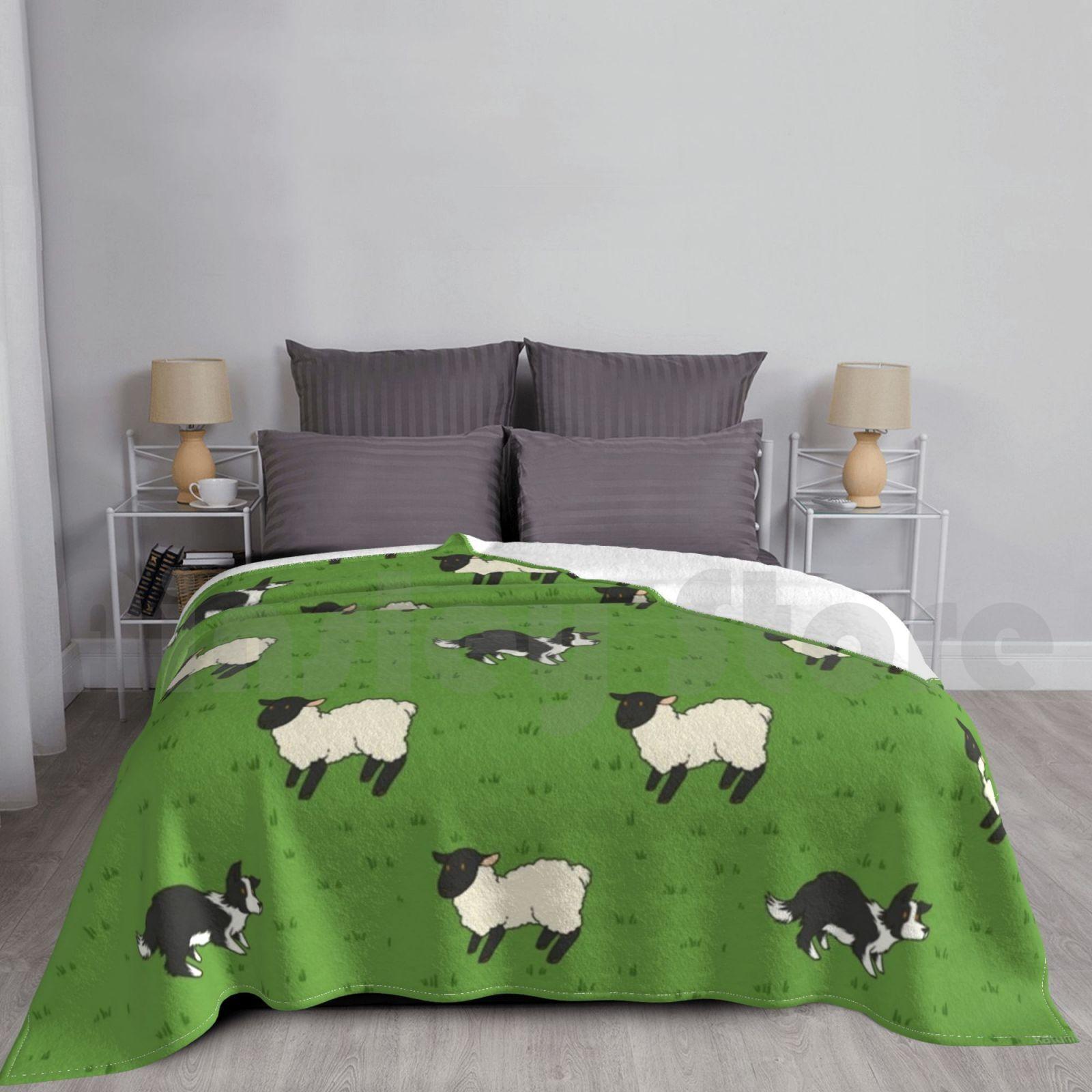 Come Bye-B&w Dog And Black Sheep Blanket Fashion Custom 37 Sheepdog Border Collie Border Collies Herding Size: 75*100cm, Weight: 230 GSM