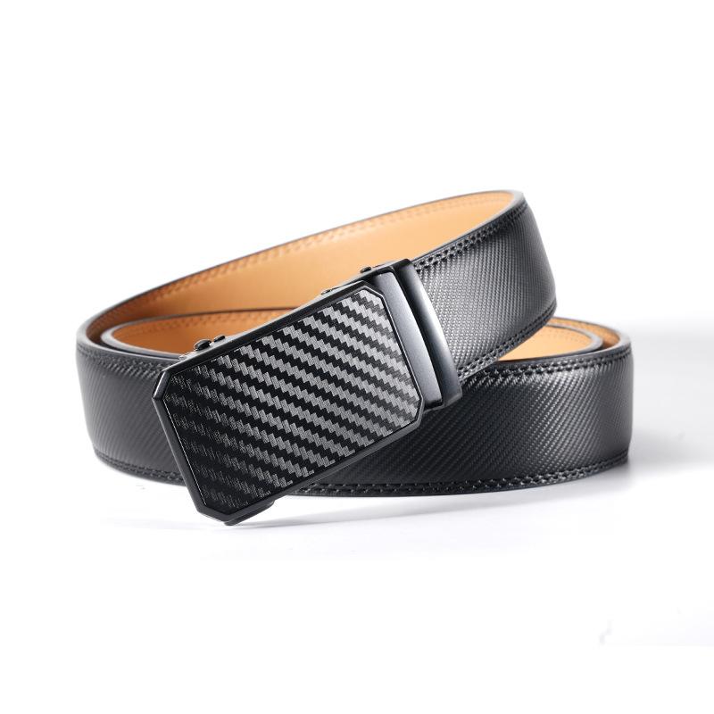 Men'S Belt Carbon Brazing Pattern Automatic Buckle Belt Business Special Leather Belt
