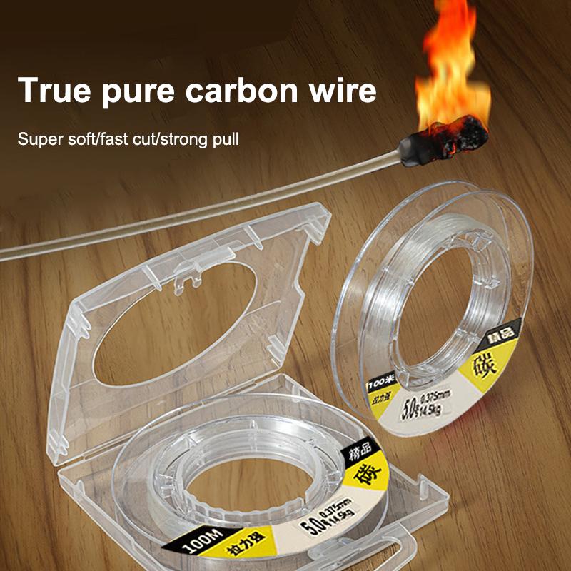 50M/100M Carbon Fiber Fluorocarbon Fishing Line Single Thread Lead Seawater Fishing Line