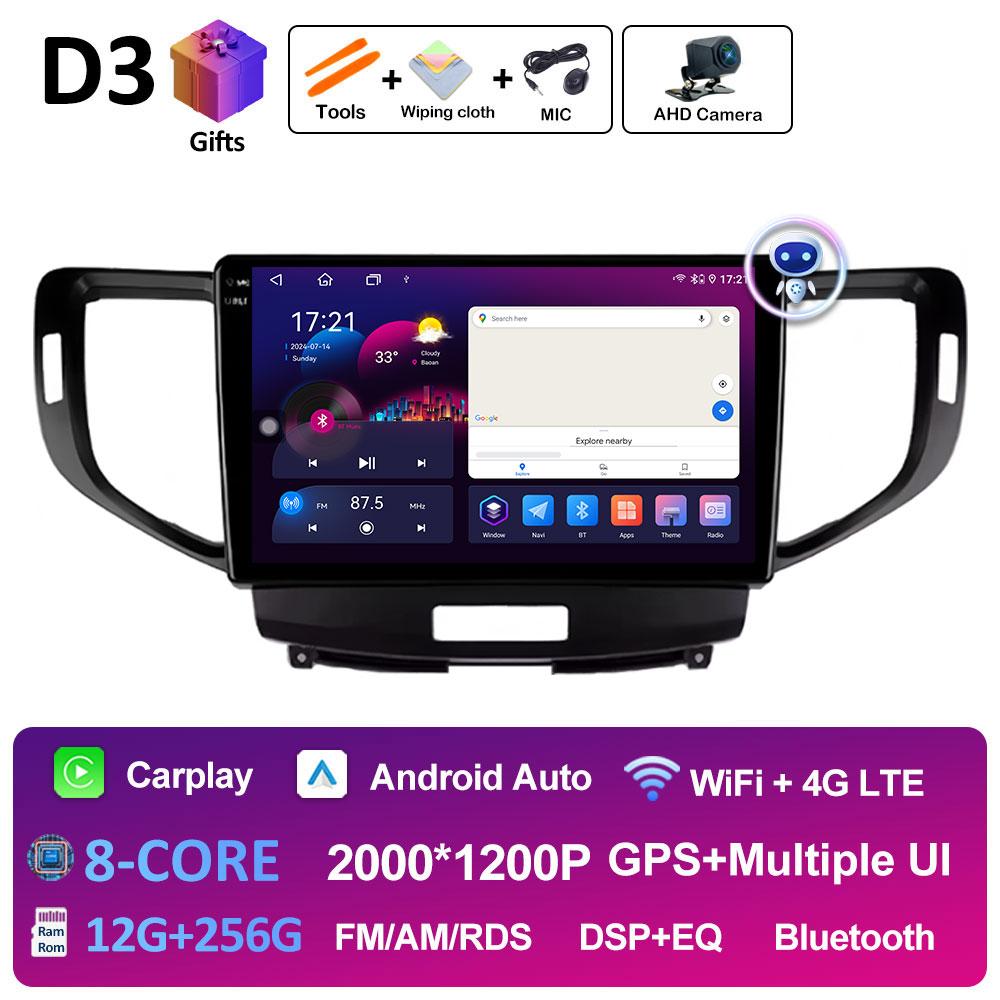 Android Auto Wireless Carplay For Honda Accord 8 2008 2009 2010 2011 2012 GPS Navi 2.5D Touch Screen Cooling Fan Auto Tools WIFI