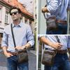 Men Top Grain Crazy Horse Leather Crossbody Bag Multi-Zipper Pockets Vintage Texture
