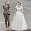Light main wedding dress bride wedding dress simple temperament super fairy light wedding dress small dress women