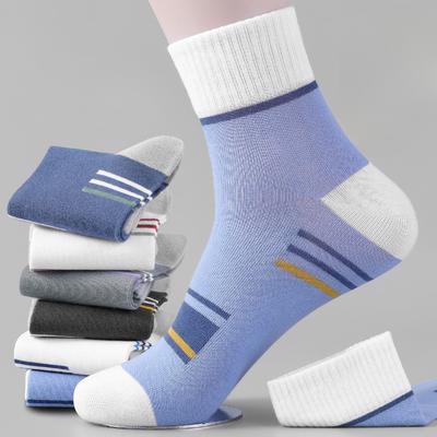 Male Spring and Autumn New Trend Tie In Color Stripes Absorb Perspiration Breathable Deodorant Sport Tube Socks
