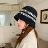 New Arrival Women's Hat Autumn Winter Bucket Hat, Stylish Korean Striped Warm Face Slimming Beanie