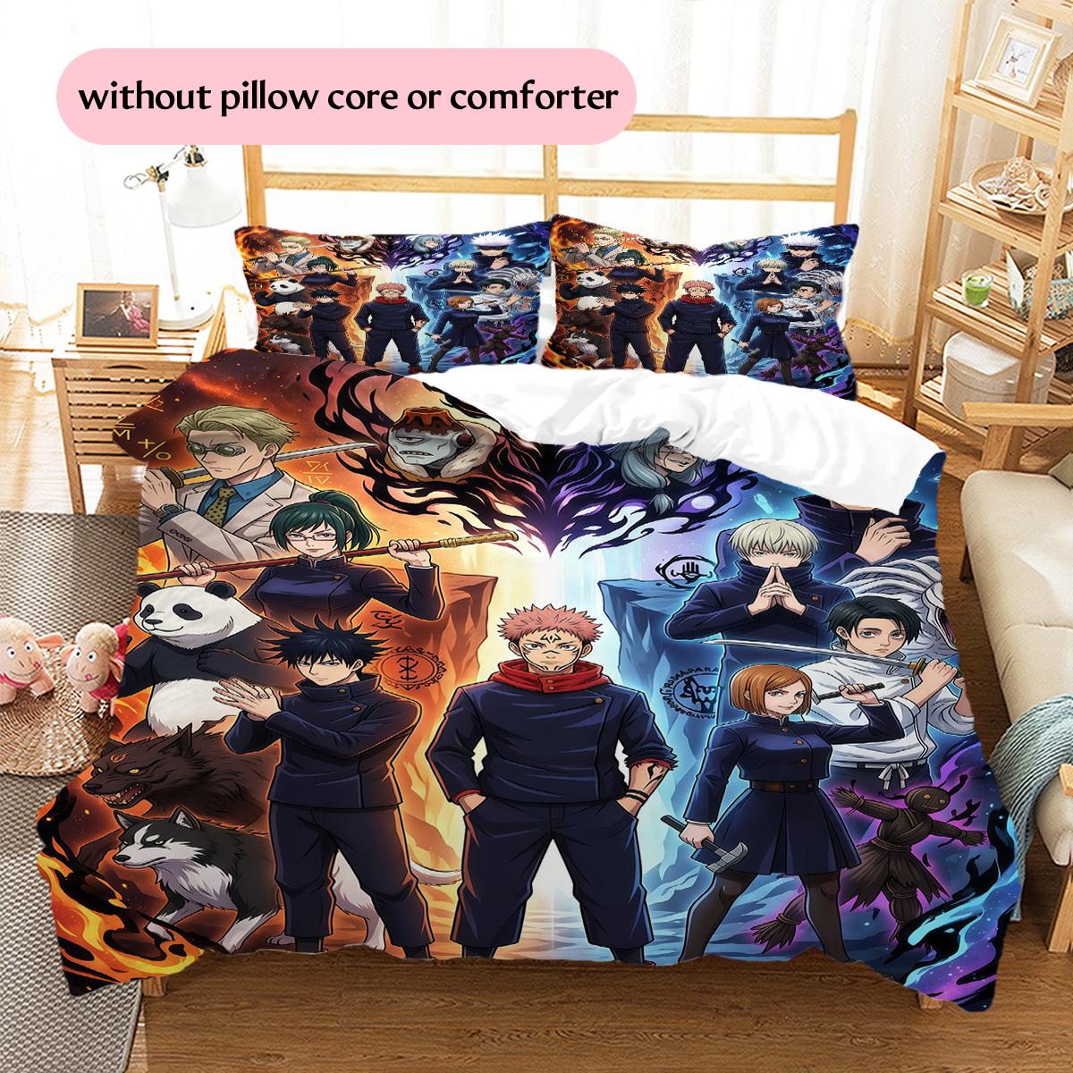 

Dark Multi-Character Jujutsu Kaisen Pattern Bedding Quilt Set Home Decoration Gift (1 * duvet cover + 2 * pillowcase without core) 135x200cm