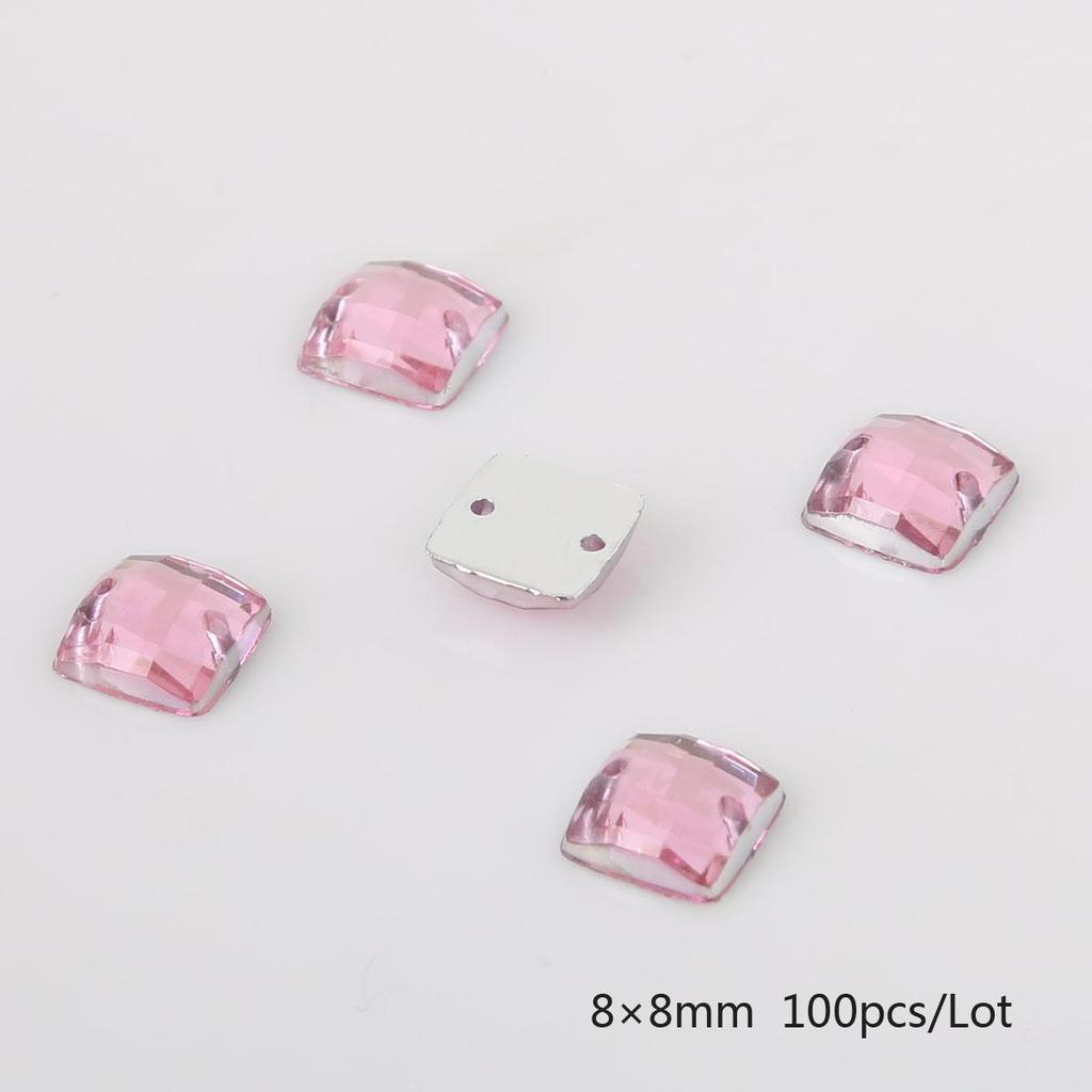 50/100 de bucăți de cusut cu strasuri cu spate plat, margele acrilice pătrate, pietre de cristal strass, pentru decorațiuni de album de însemnări DIY