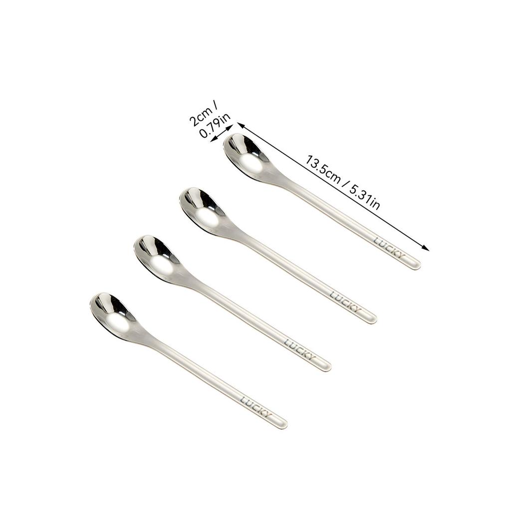304 Stainless Steel Coffee Spoon Long Handle Stirring Spoon Reusable Ice Cream Dessert Spoon Teaspoon Kitchen Tableware