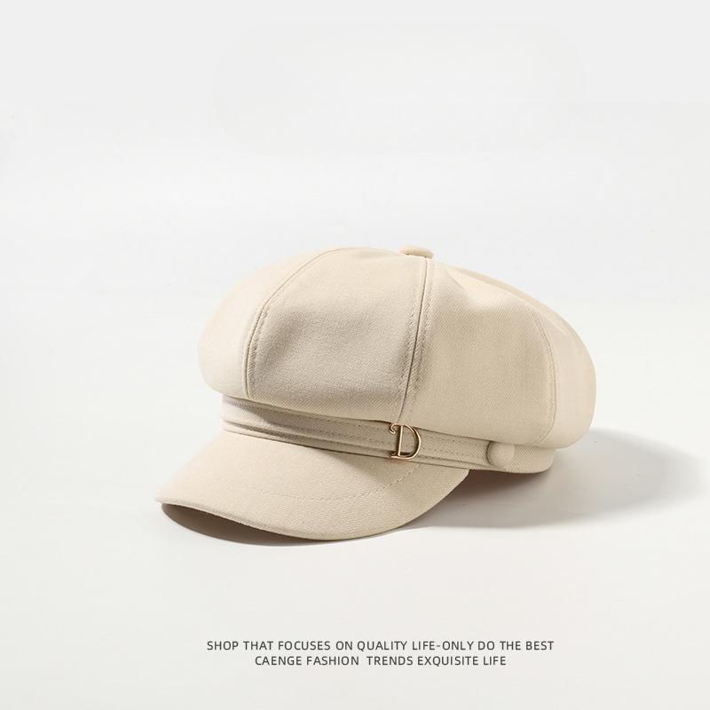 

Корейская Ретро Универсальная Восьмиугольная Шляпа для Женщин Осень-Зима Повседневная Ветрозащитная, Подчеркивающая Лицо Маленький Берет Британский Стиль Шляпа Художника One Size