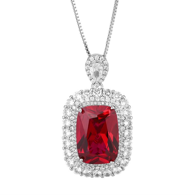 Jewelry Copper Bottom Gold-Plated Simulation Color Treasure Corundum Fat Rectangular Retro Suit Female 13 * 18