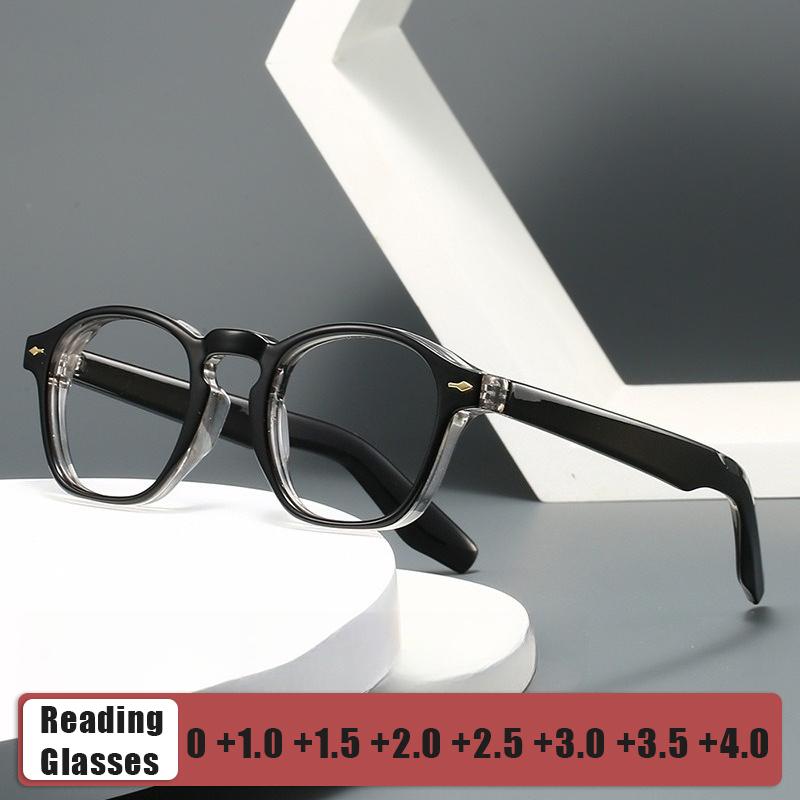 Square-Frame Anti-Blue Light Presbyopia Glasses Fashion Street Style Unisex High-Definition Reading Glasses 0 To +4.0