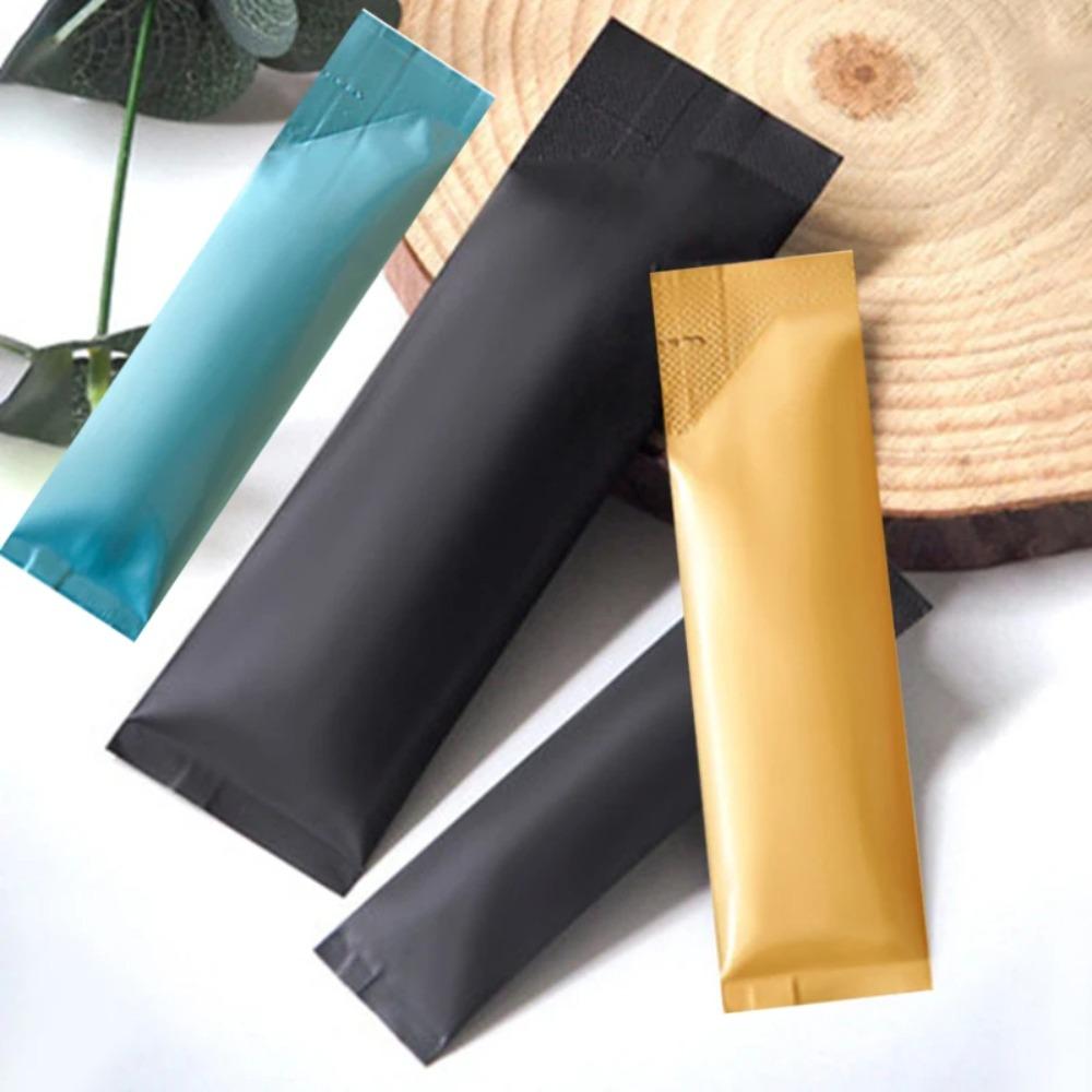 100pcs Rectangular Open Top Aluminum Foil Bag Disposable Long Strip Tea Bag Liquid Powder Subpackage Coffee Milk Cocoa