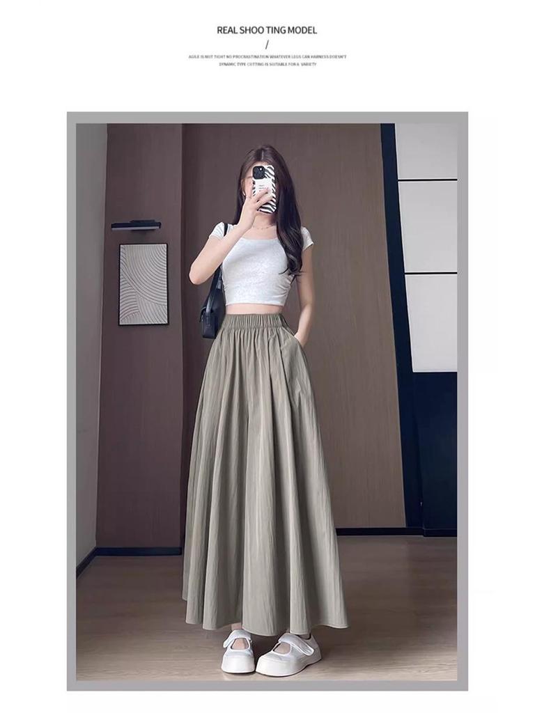 Yamamoto Women's High Waist Ice Silk A-line Skirt Pants - Summer 2026 Collection, Plus Size, Wide Leg, Slimming Fit
