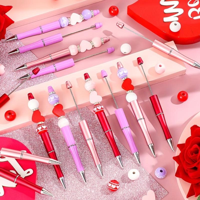121Pcs DIY Beadable Ballpoint Pen with Craft Beads, Rhinestone Beads, DIY Heat Transfer Pen for Christmas Party Favor