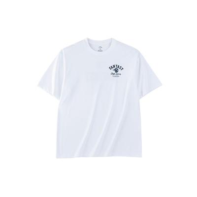 T-shirt Ανδρικό με Στρογγυλή Λαιμόκοψη, Κοντό Μανίκι, Τυπωμένο Λογότυπο Γράμμα, Κορυφές, Χιονάτο Λευκό 952328102-1