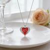 Elegant Rose Jewelry Gift Box: Red Ocean Heart Necklace with Diamond Accent, Stylish Women's Pendant.
