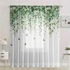 2pcs Forest White Flower Curtains: Suitable for Living Rooms/daily Use   Fresh Breeze   Pole Type Translucent Gauze Curtains