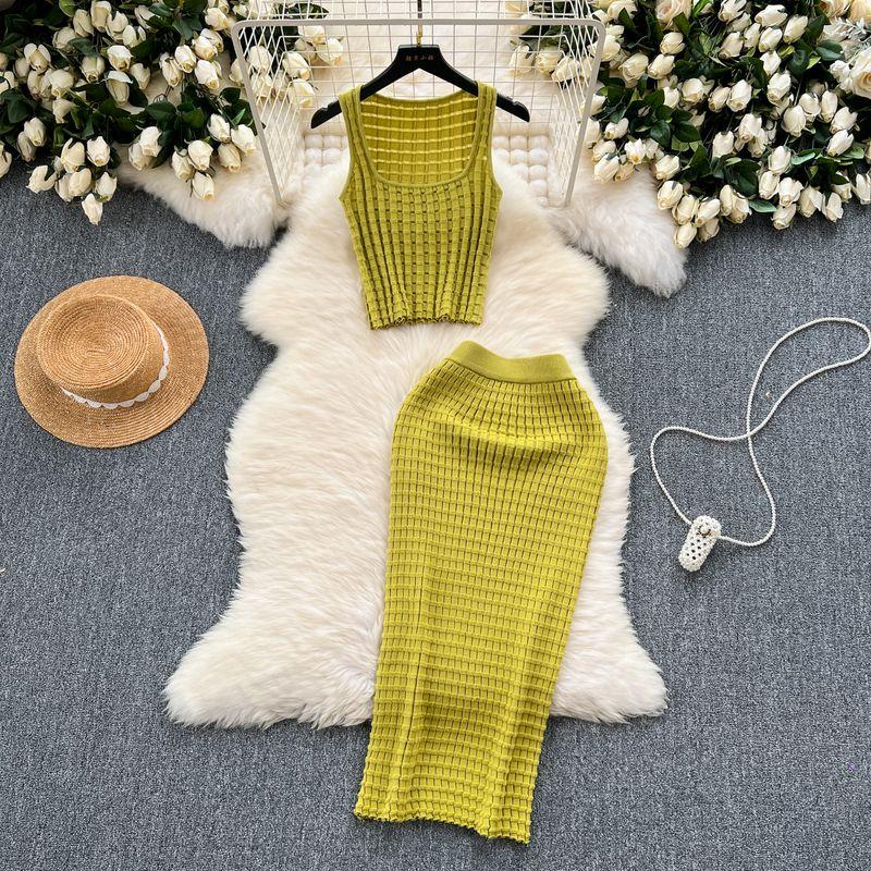 Hong Kong Style Retro Short All-Match High Waist Knit Vest