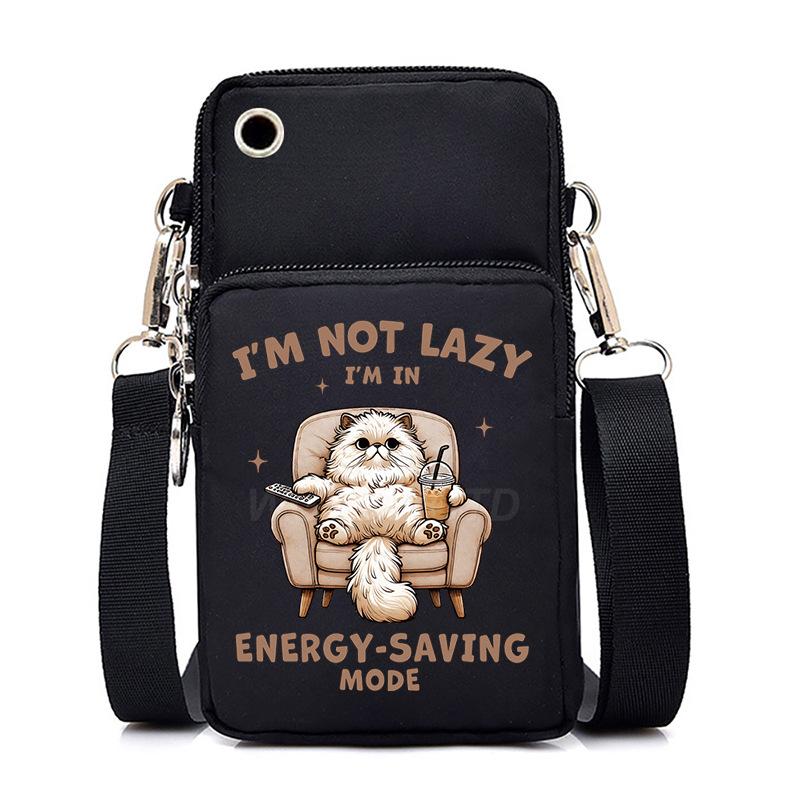 Funny Animals Personality Printing Black Oblique Span Small Bag Multifunctional Casual Portable Mobile Phone Bag