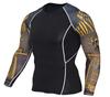 Camiseta deportiva de secado rápido con mangas de flores para hombre, ropa de fitness para correr, ropa de compresión elástica