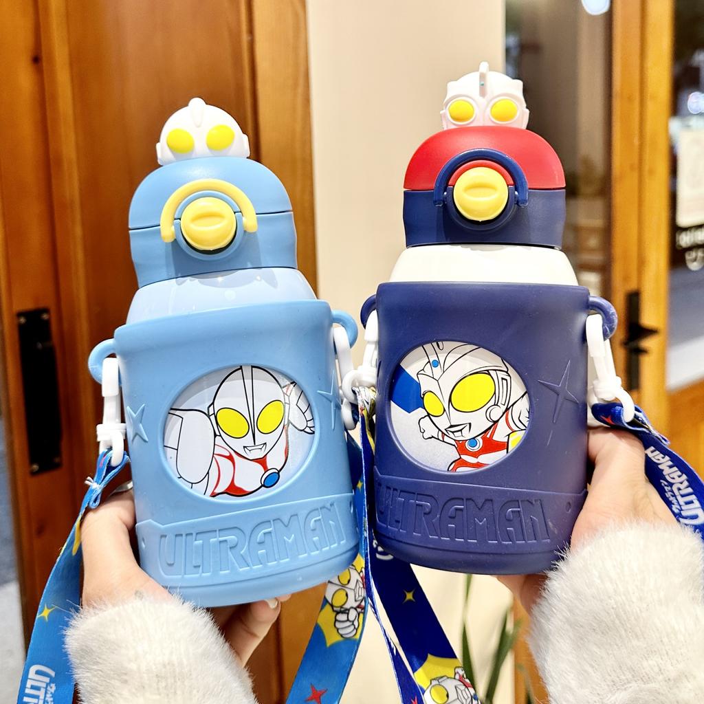 Ultraman Children's Thermos Cup Boys School Cup Food Grade Straw Kettle Water Cup for Primary School Students