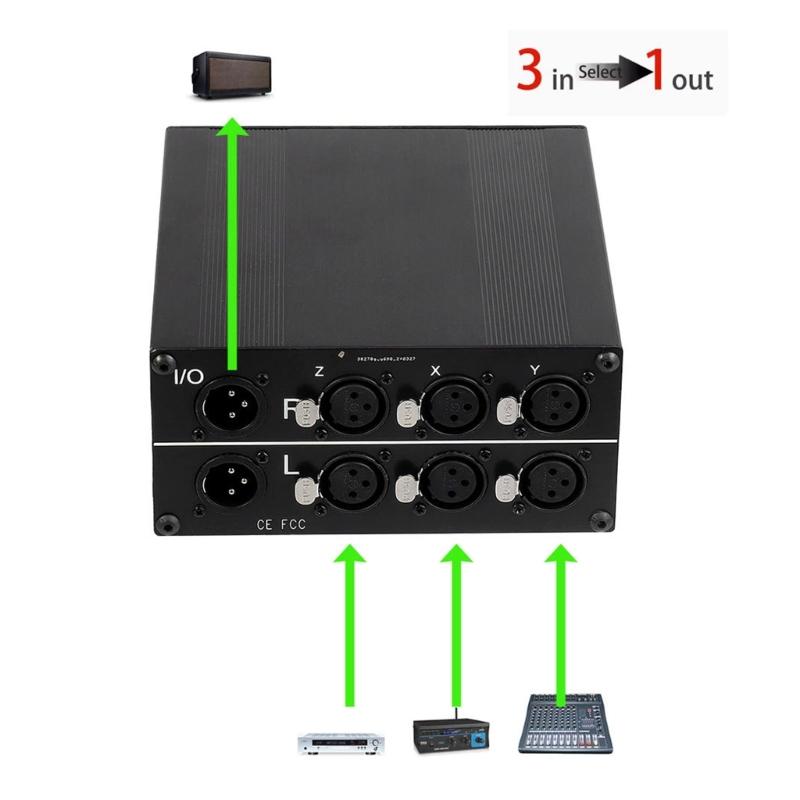 XLR Balanced Audios Selector XLR Audios Switcher 3 Inputs 1 Output Passive Design Studio Grade Connectivities Accessory