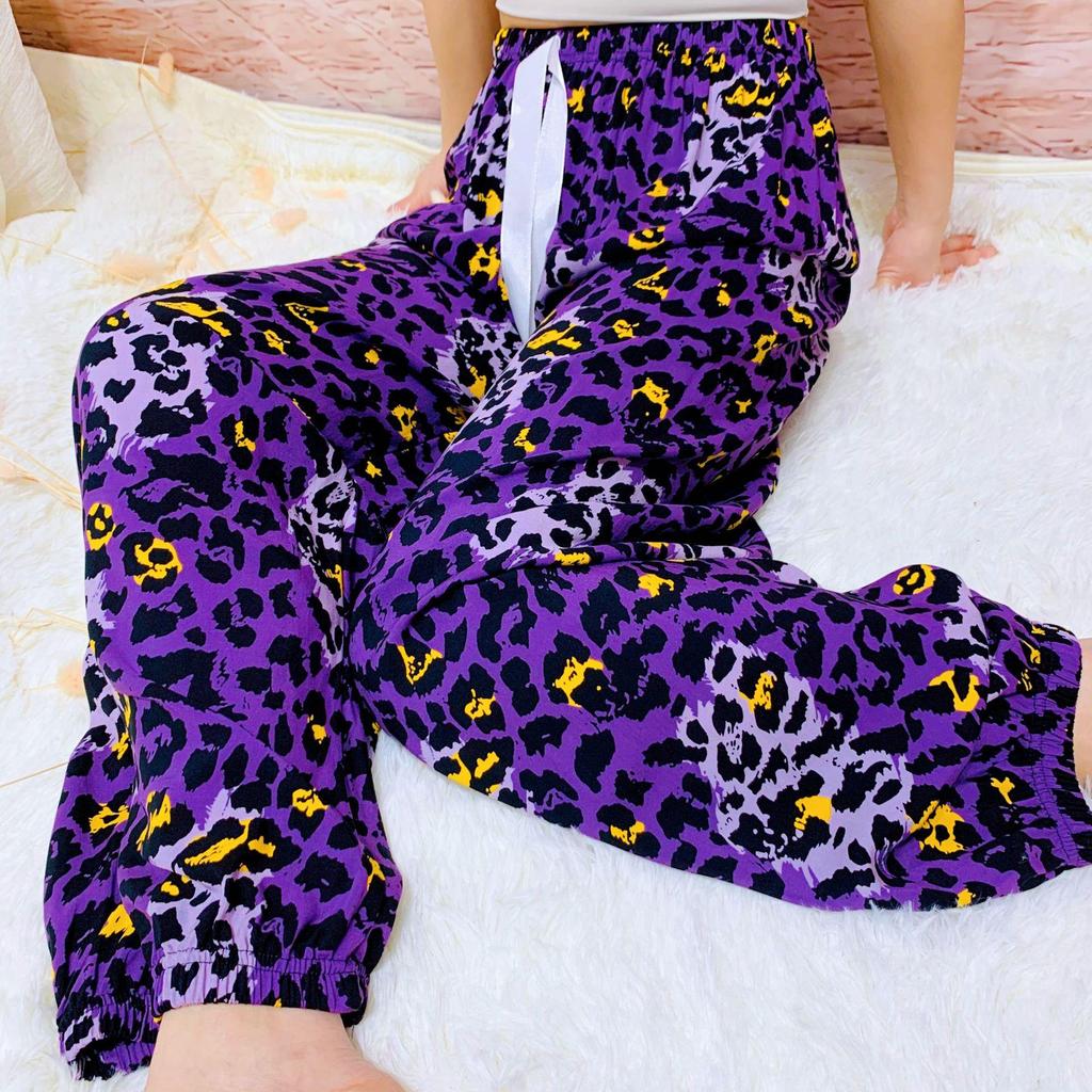 Women's Fashion Casual Flower Pattern Print High Waist Trousers Pants & Capris