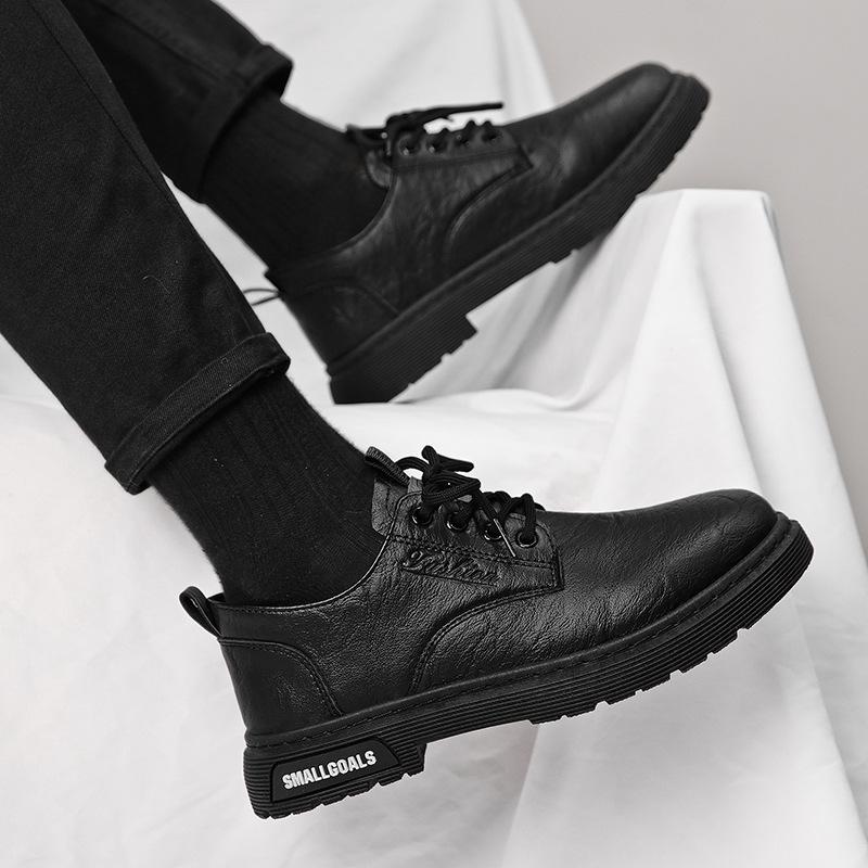 Autumn men's shoes British style round head dress heightening Martin leather shoes fashion new versatile men's work business shoes
