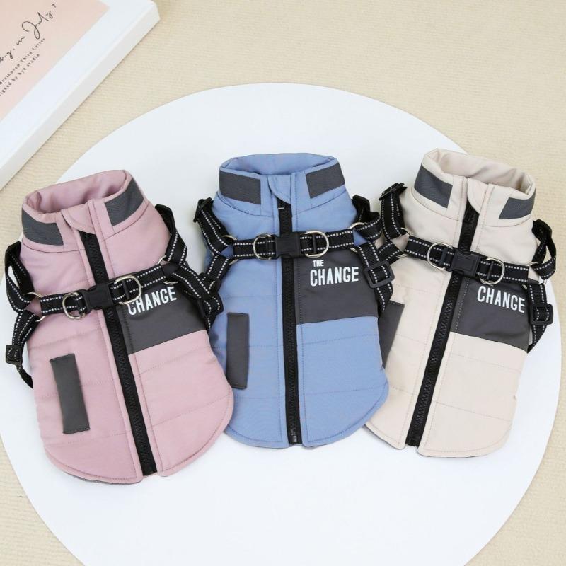 New Dog Clothes for Autumn and Winter Pet Windproof Stand-up Collar Dog Cotton Coat Reflective Thickened Warm Pet Clothing