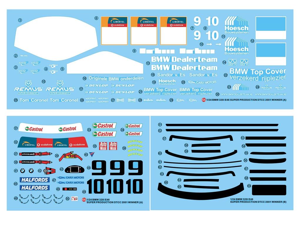 Racing Series BMW 320i E46 DTCC 2001 Winner Plastic Model PN24007 Platz/NuNu 1/24