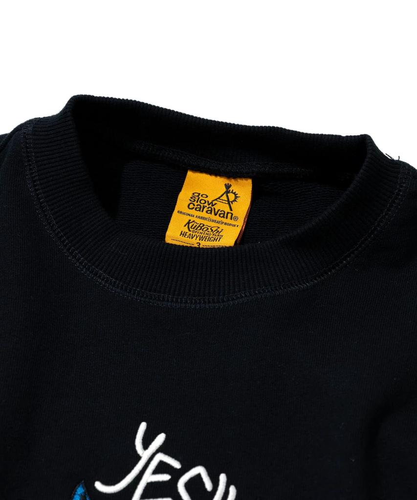 [go Slow Caravan] 352608 Air-Spun Fleece Crew Sweatshirt, Cat and Beer, Black, Size M