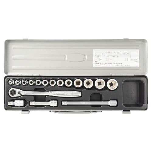 TONE 1560MS Socket Wrench Set, 9.5mm (3/8") Drive, Silver, Includes 17 Pieces
