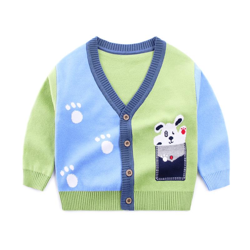 Cardigan cu desene animate pentru băieți, pulover cu decolteu în V, haină pentru copii mici, îmbrăcăminte exterioară cu mânecă lungă