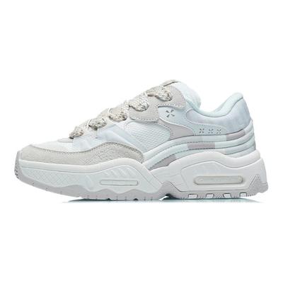 Li Ning CF Honor Thick Sole Height Increasing Cushioning Versatile Bread Shoes Low Top Casual Shoes Women Sneaker White Sand Gray AGCR438-2