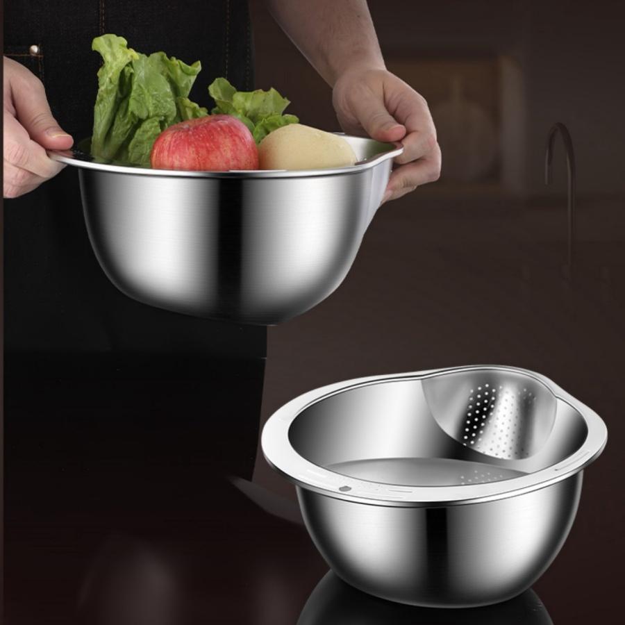 Stainless Steel Draining Basket, A Magical Tool For Washing Rice, Rinsing Fruits, And Draining Water, Specially Designed For Household Kitchen Use
