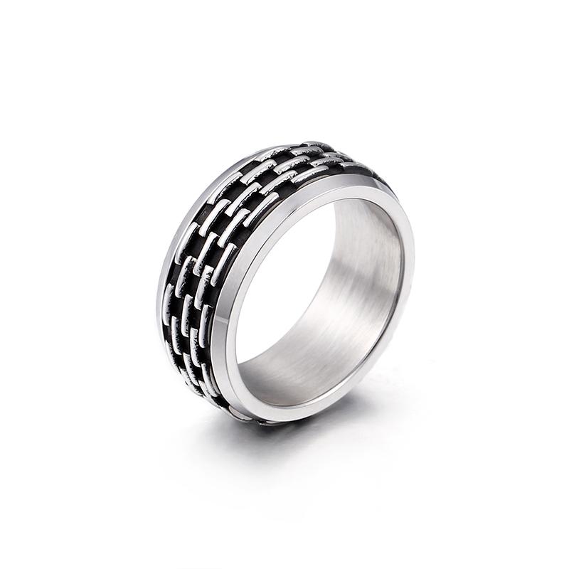 Retro Stainless Steel Men's Ring Punk Cubarn Chain Rotatable Finger Anillos Decompression Beer Trendy Jewelry Gift