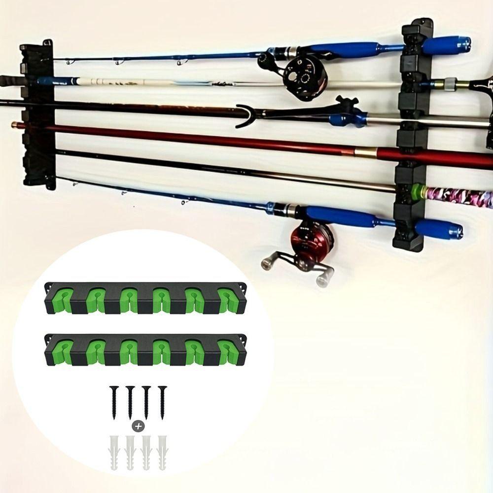 6 Hole Fishing Rod Display Stand Wall Mount Fishing Pole Storage Rack  Fishermen