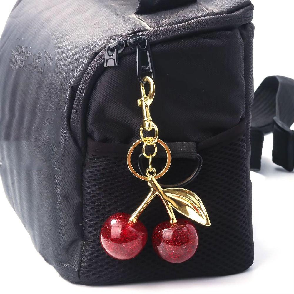 Bag Decoration Delicious Red Cherry Keychain Summer Fruits Cherries Pendant Car Decoration