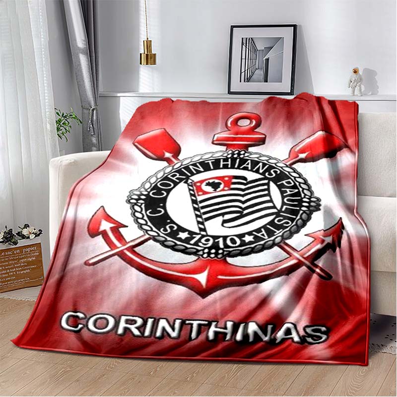 Corinthians Paulista Black Blanket Red White Team Logo Soft Flannel Fleece Throw Blanket Sofa Bed Football Fan Gift