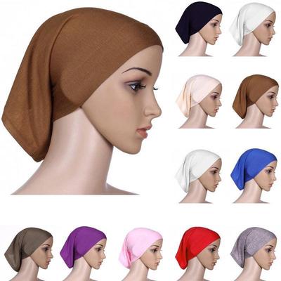 1 Pc Elastische Tuch Kopf Wrap Muslimischen Schal Kappe Frauen Baumwolle Turban Hijabs Hut