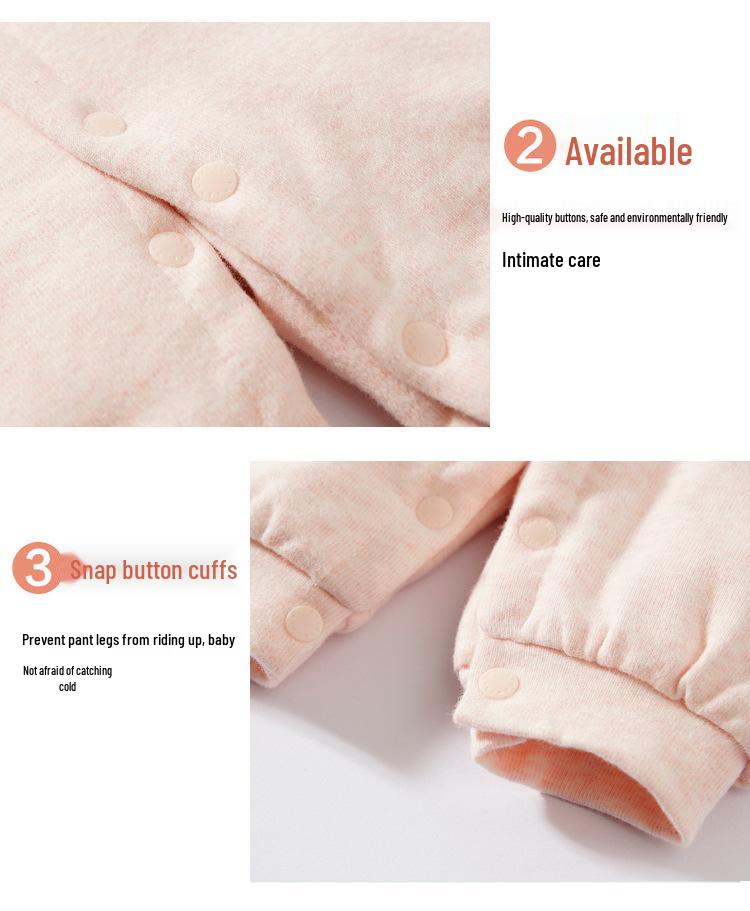 Frühlings- & Herbst-Baby-Baumwoll-Strampler: Gesteppter Samt, Langärmlig, Dünner Einteiler für Neugeborene