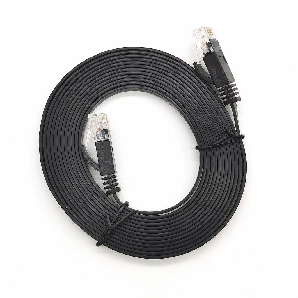 Cat 6 Flat Network Cable, 2 Meters, Black – Ideal for Router & TV Box
